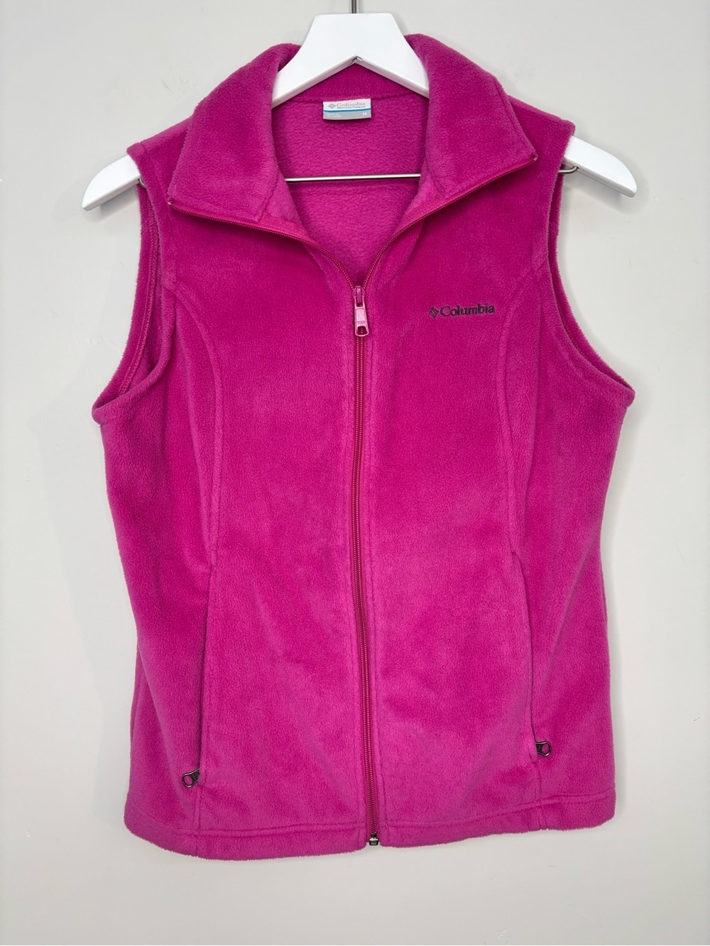 Columbia Fleece Vest Pink Full Zip Sleeveless Jacket Size Medium